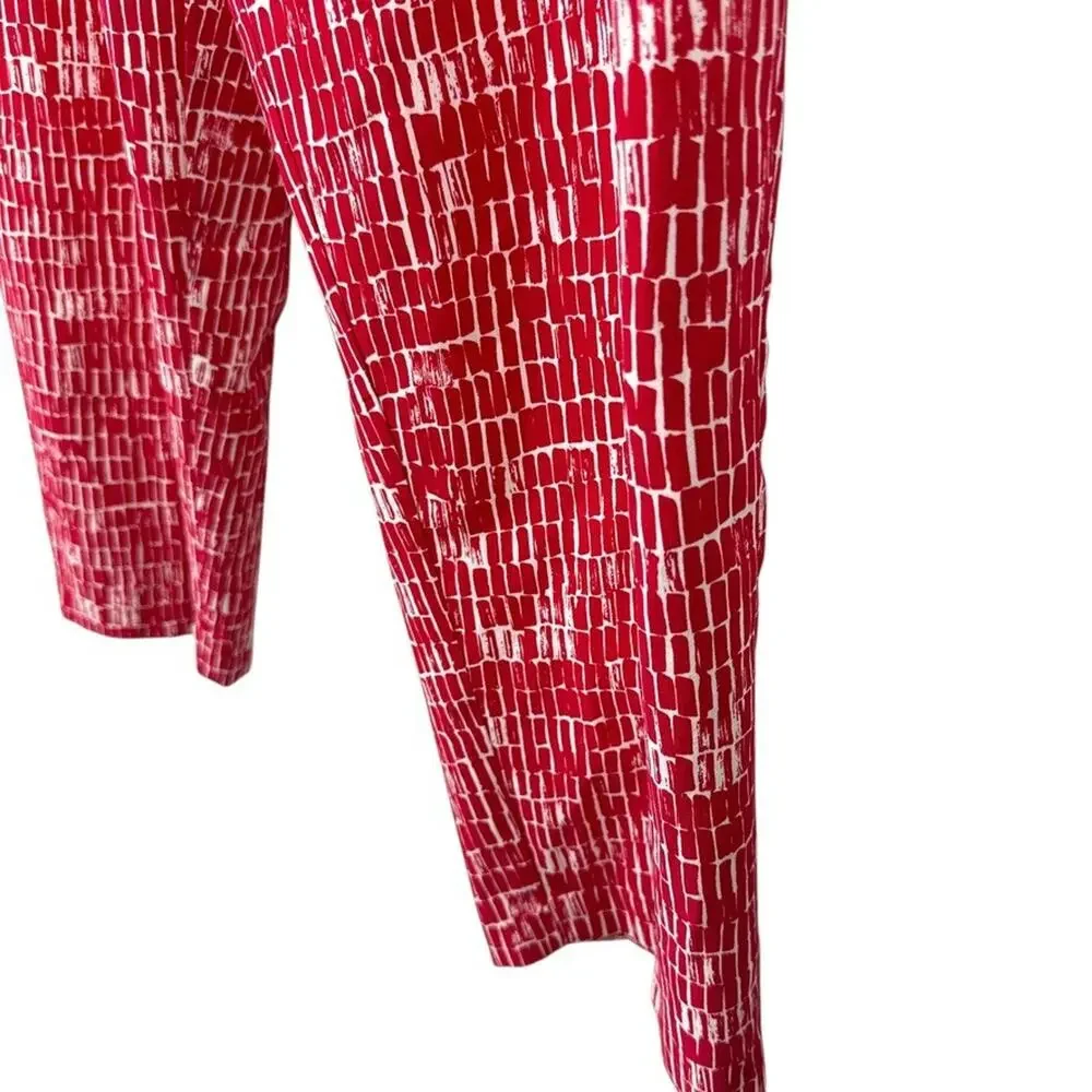 Susan Graver Womens Red White Zip Fly Stretch Elastic Waist Pants Printed 18 W - Picture 8 of 16